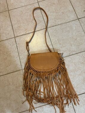 Tan Fringe Crossbody Bag for Women - Boho Chic